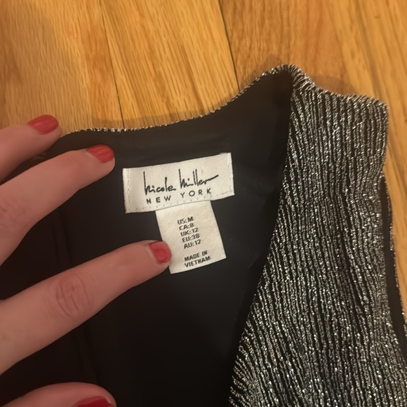 Nicole Miller Wide Leg Metallic Tie Waist Jumpsuit - Picture 2 of 5